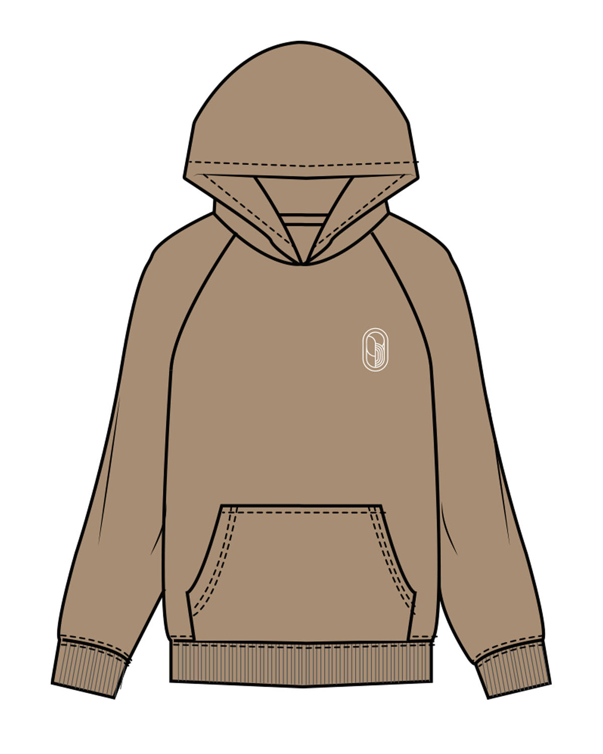 The Mens Hoodie - Sand - Bruehl - Left Chest - Icon - White