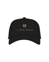 The 5 Panel Trucker Hat - Black - Clique Hospitality - Center Crown - "Pool House" - Embroidered - Light Pink
