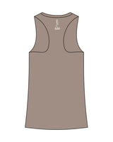 The Womens Full Length Tank - Warm Gray - Revel Method- Center Chest Stacked - Back Neckline - Printed - OffWhite