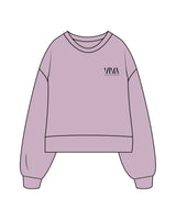 The Womens Heavyweight Crop - Lavender - Viva Pilates - Left Chest Stacked - Printed - Black