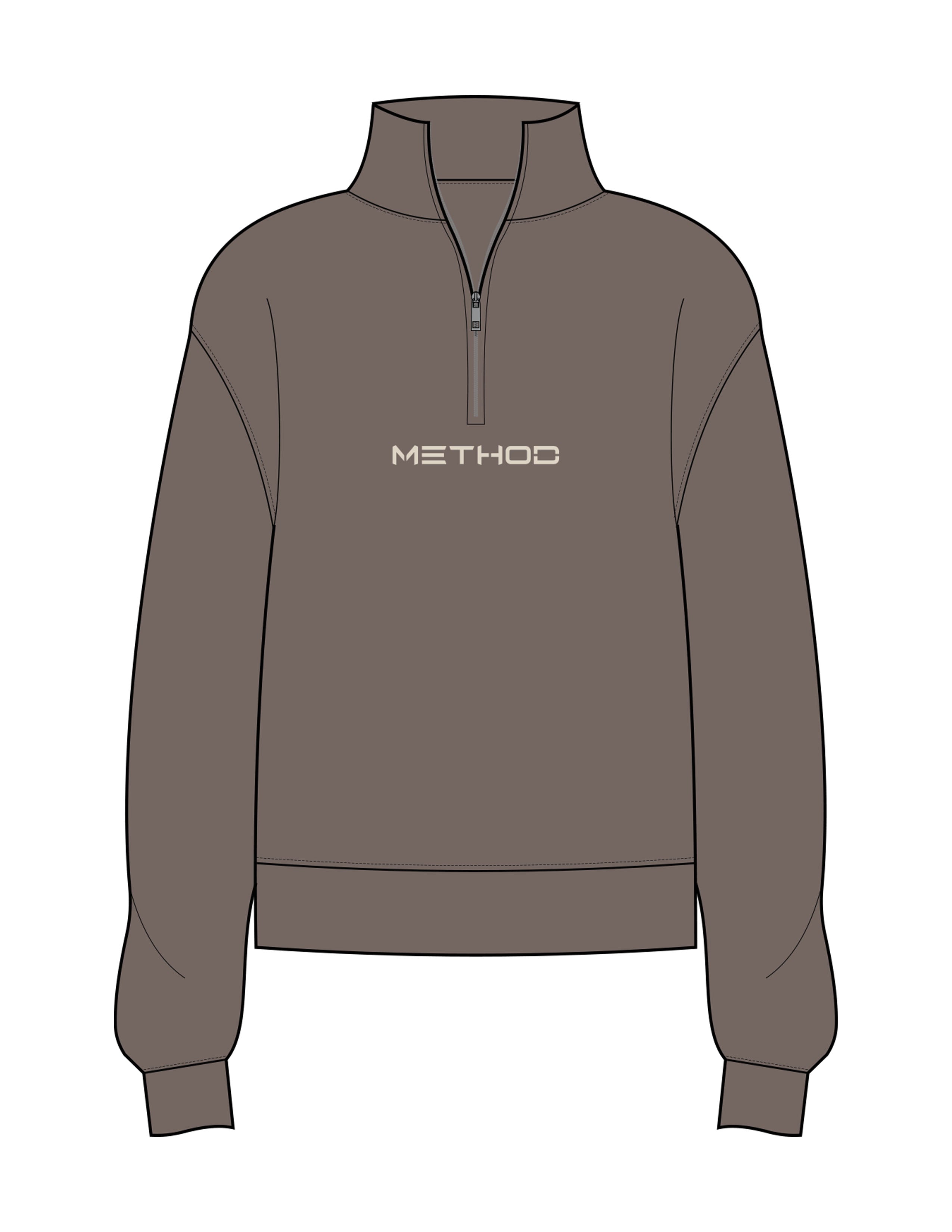 The Womens 1/4 Zip - Washed Gray - TML - Center Chest - Printed - Off White