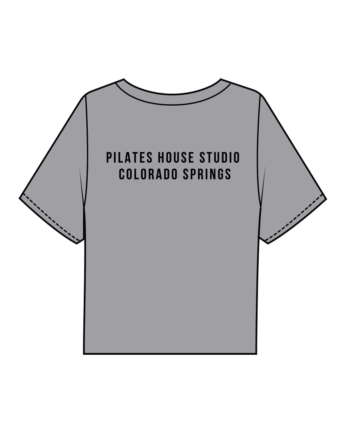 The Boxy Crop Tee - Heather - PHS - Center Chest - Back Center - Printed - Black