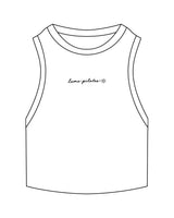 The Ribbed Crop Tank - White - Lume Pilates- Center Chest - Embroidered - Black