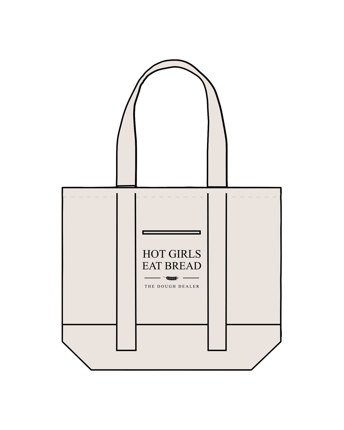 The Contrast Tote Bag - Natural / Natural - The Dough Dealer - Center Stacked - Printed - Black