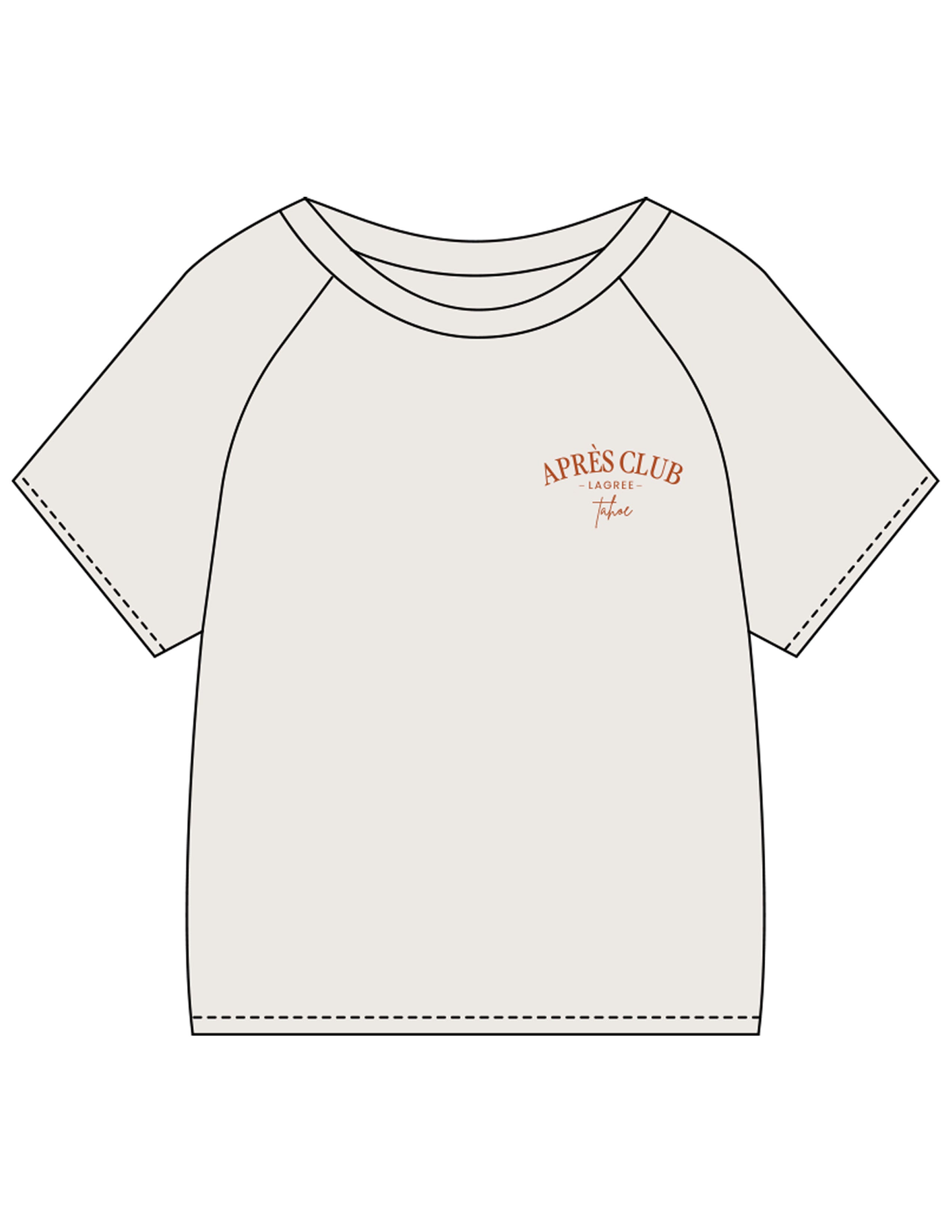 The Kids Tee - Bone - Lagree Tahoe - Left Chest Stacked & Back Image - Printed - Full Color