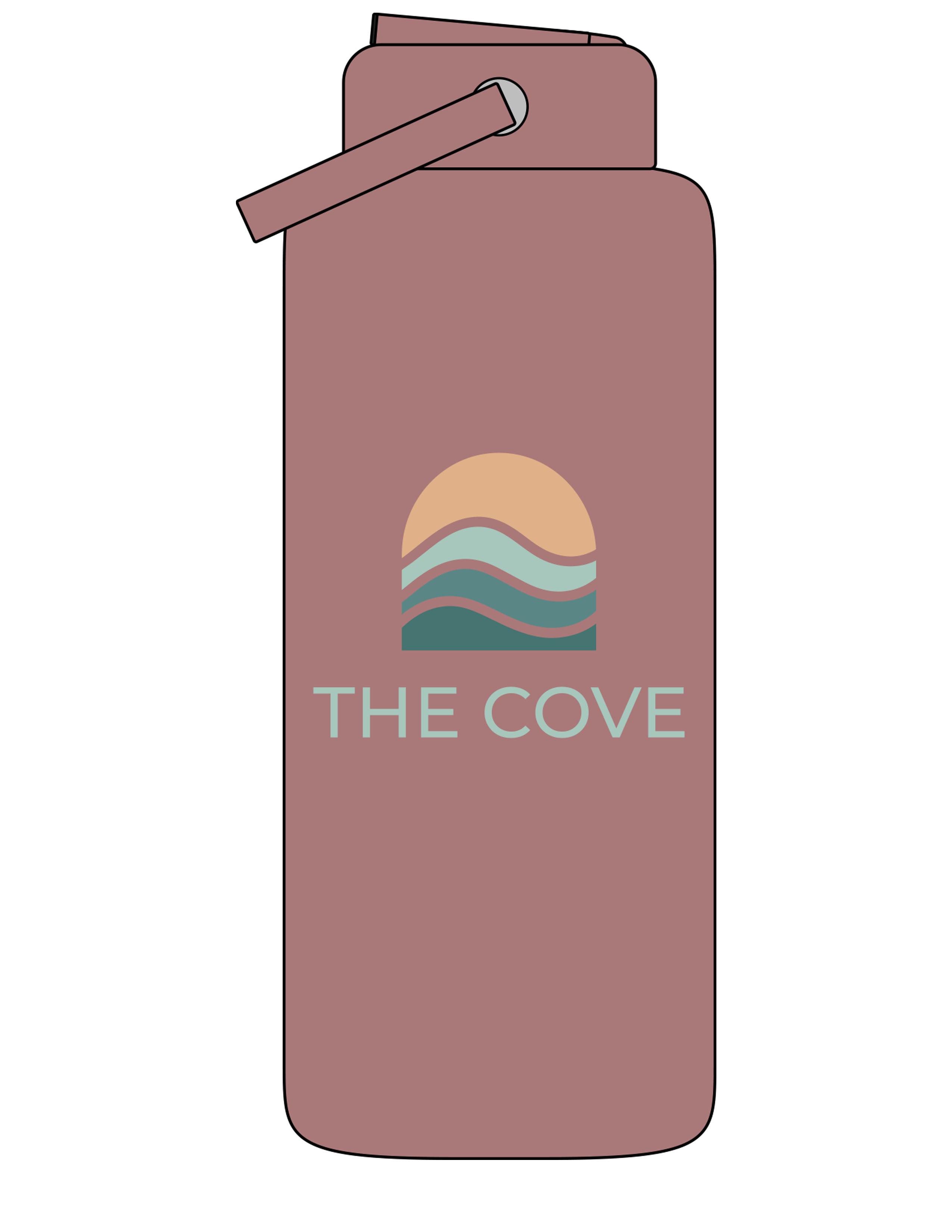 The Wide Mouth Water Bottle - Clay - The Cove - Center - Printed - Full Color