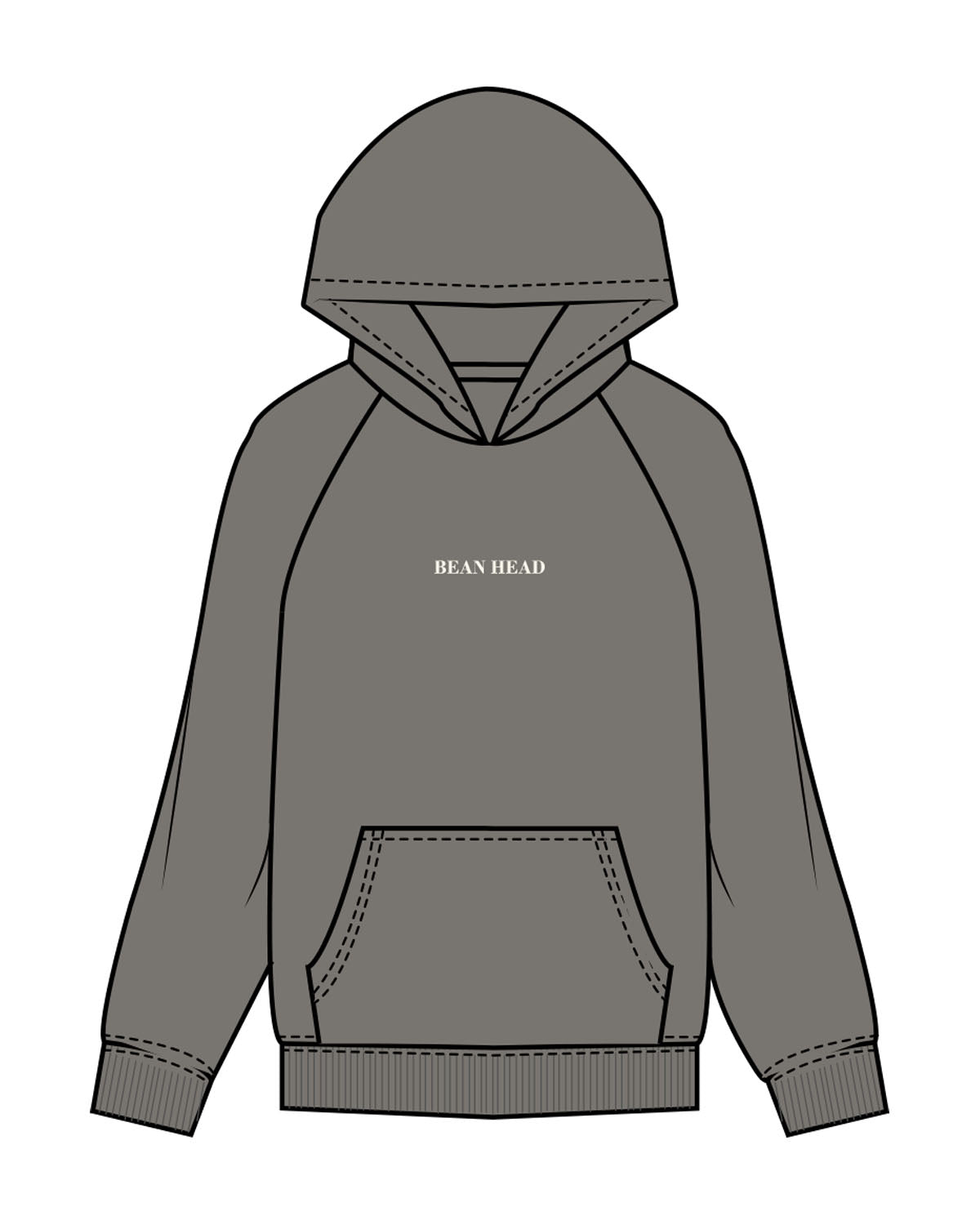 The Mens Hoodie - Washed Gray - Bean Head - Center Chest - Embroidered - Off White