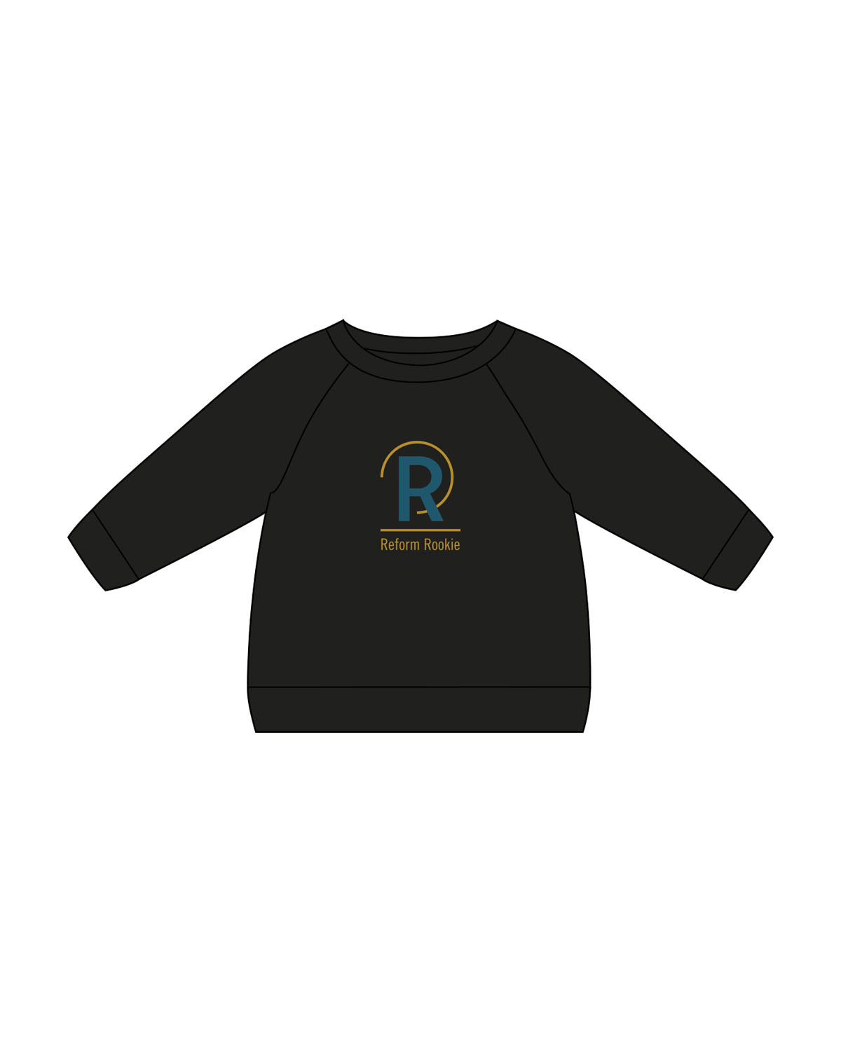 The Kids Crewneck - Black - Reform Fitness - Center Chest "REFORM ROOKIE" - Printed - Full Color