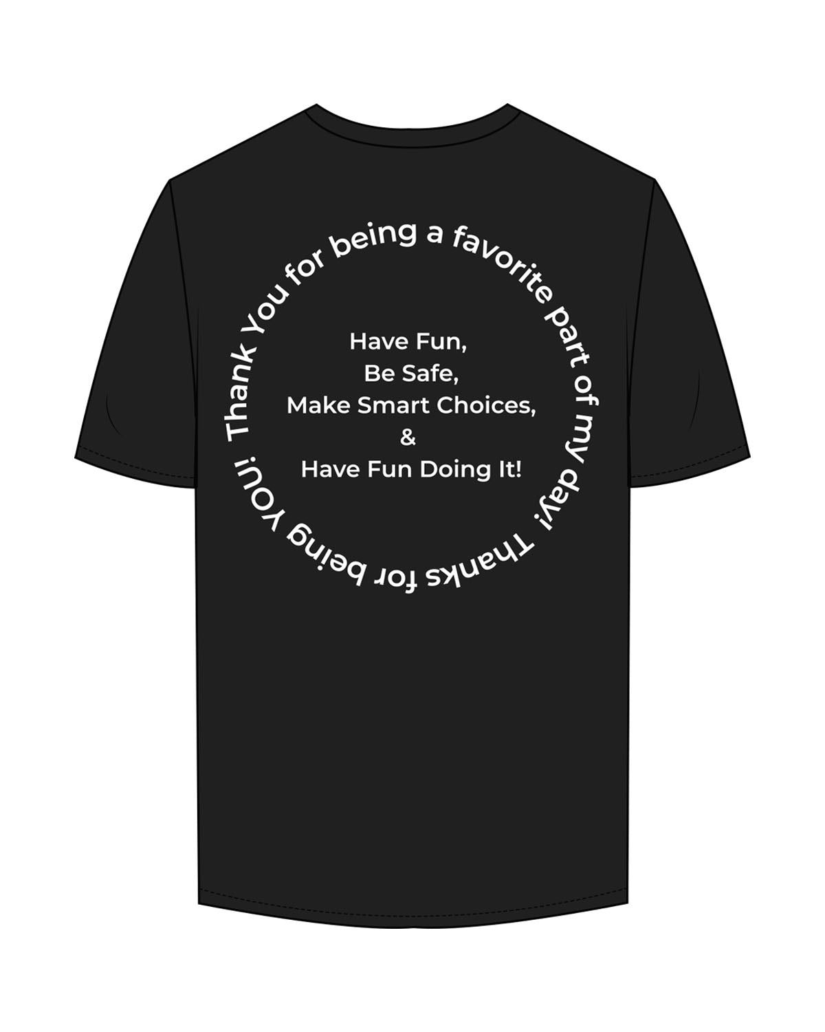 The Mens Tee - Black - HiLo - Left Chest Round - Back Center Round - Printed - White