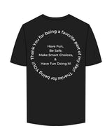 The Mens Tee - Black - HiLo - Left Chest Round - Back Center Round - Printed - White