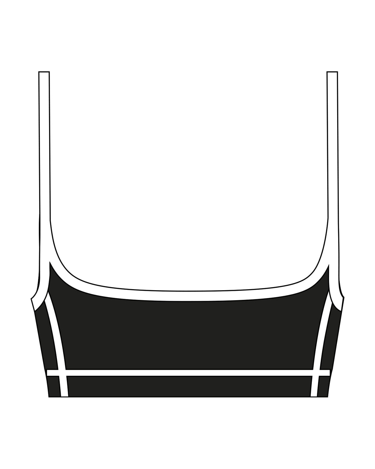 The Piped Scoop Sports Bra - Black - Plank + Power - Chest Center - Printed - White