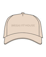 The 5 Panel Trucker Hat - Sand - Megafit House - Center Crown - Embroidered - Tone on Tone