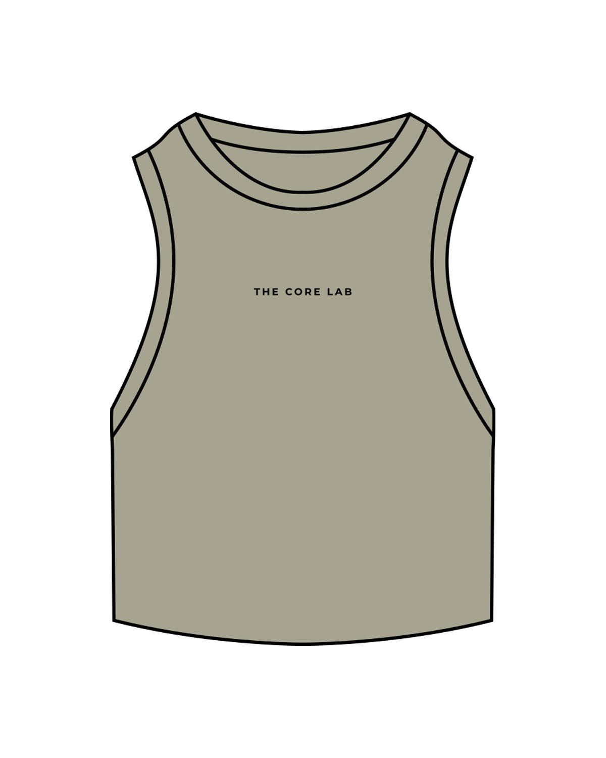 The Ribbed Crop Tank - Eucalyptus - Core Lab - Center Chest - Embroidered - Black