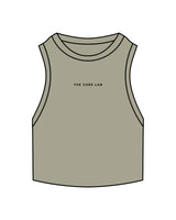 The Ribbed Crop Tank - Eucalyptus - Core Lab - Center Chest - Embroidered - Black