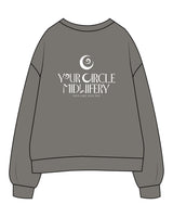 The Womens Crewneck - Washed Gray - Midwifery - Left Chest - Back Center - Printed - White
