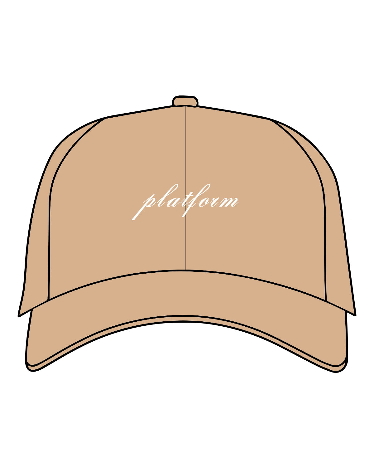 The Dad Hat - Khaki - PLATFORM - Center Crown - "Platform" Logo - Embroidered - White