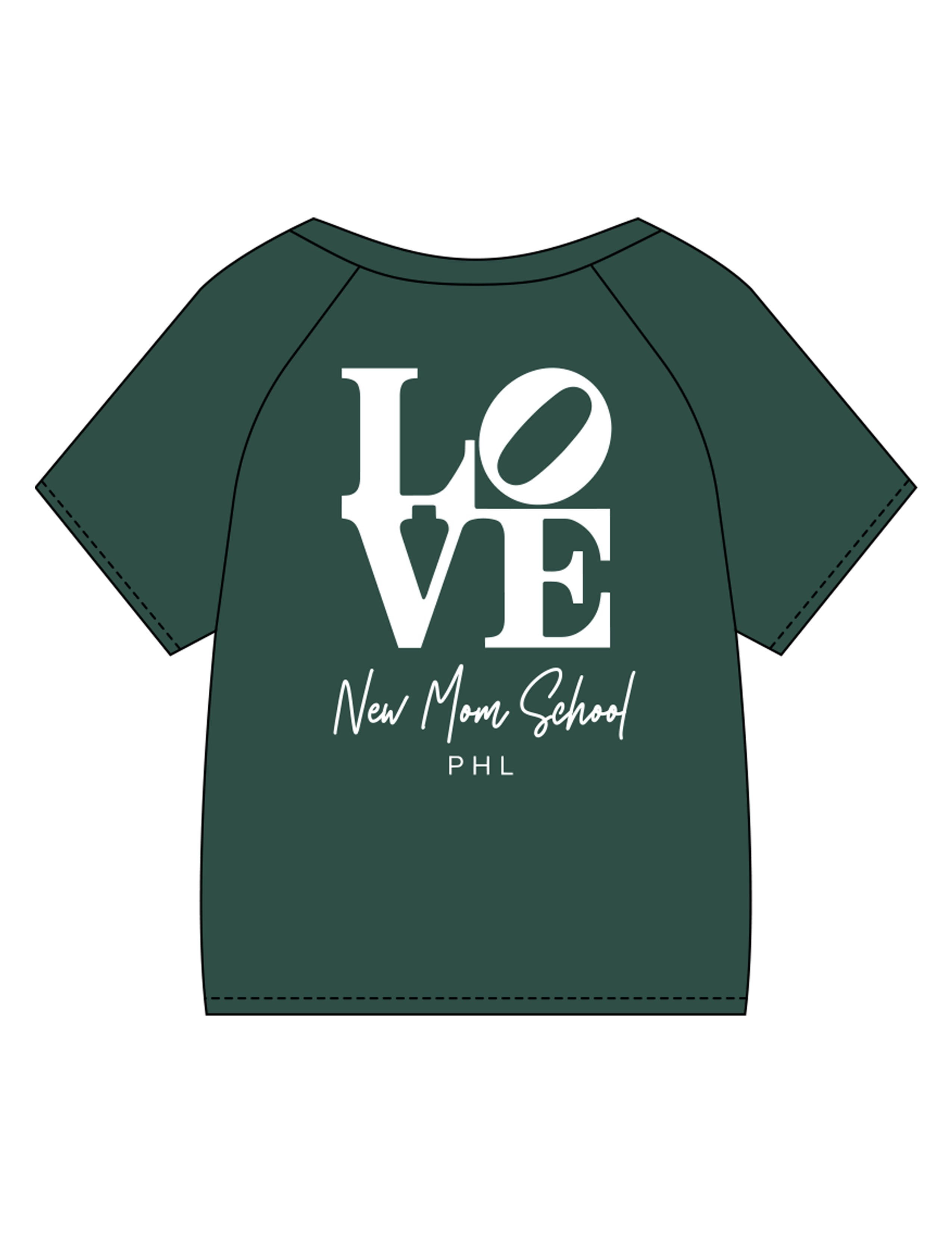 The Kids Tee - Forest - New Mom School - Left Chest & Back Stacked - Printed - White