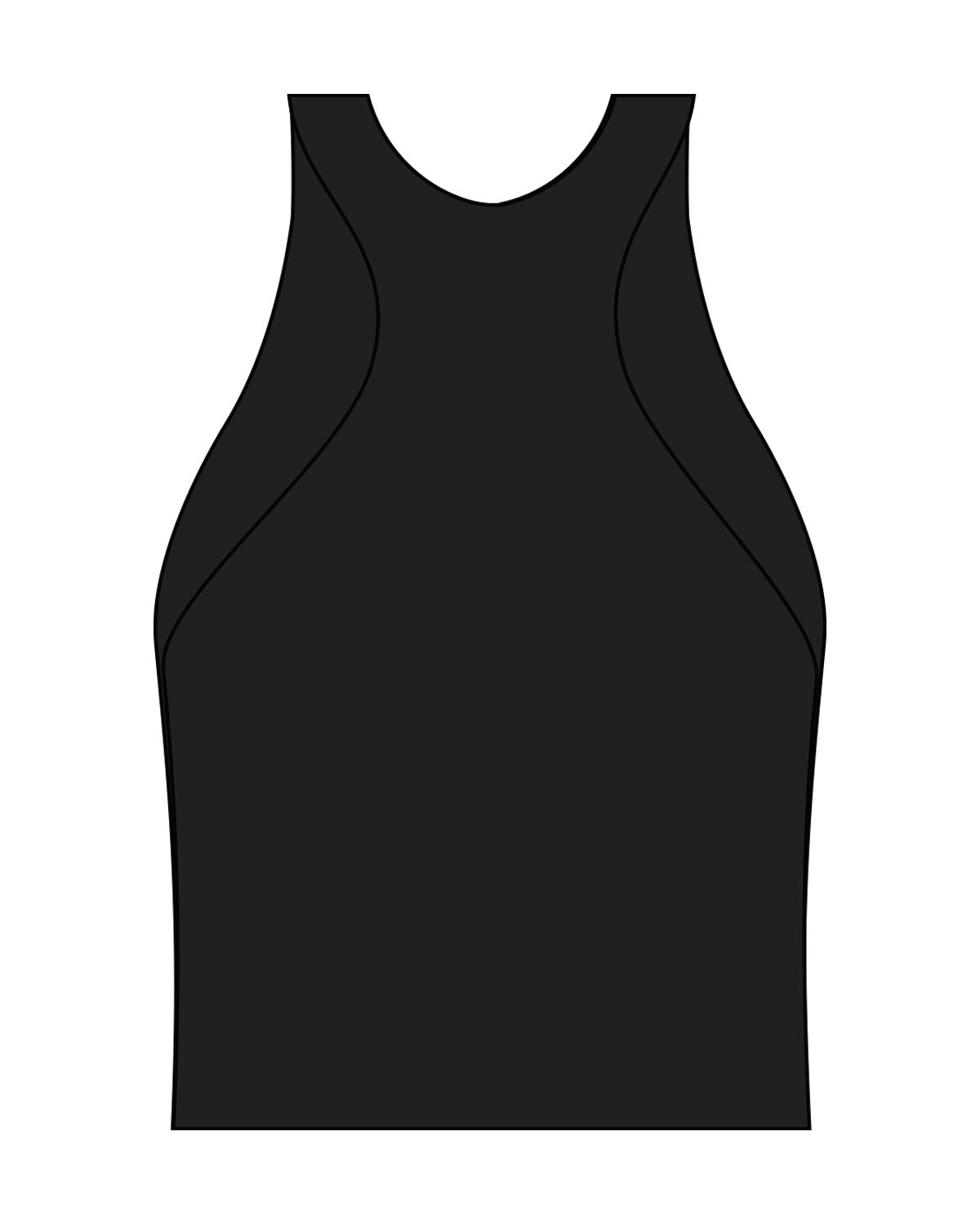 The High Neck Racer Tank - Black - Bare Pilates - Center Chest - "Instructor" - Printed - White