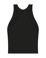 The High Neck Racer Tank - Black - Bare Pilates - Center Chest - "Instructor" - Printed - White