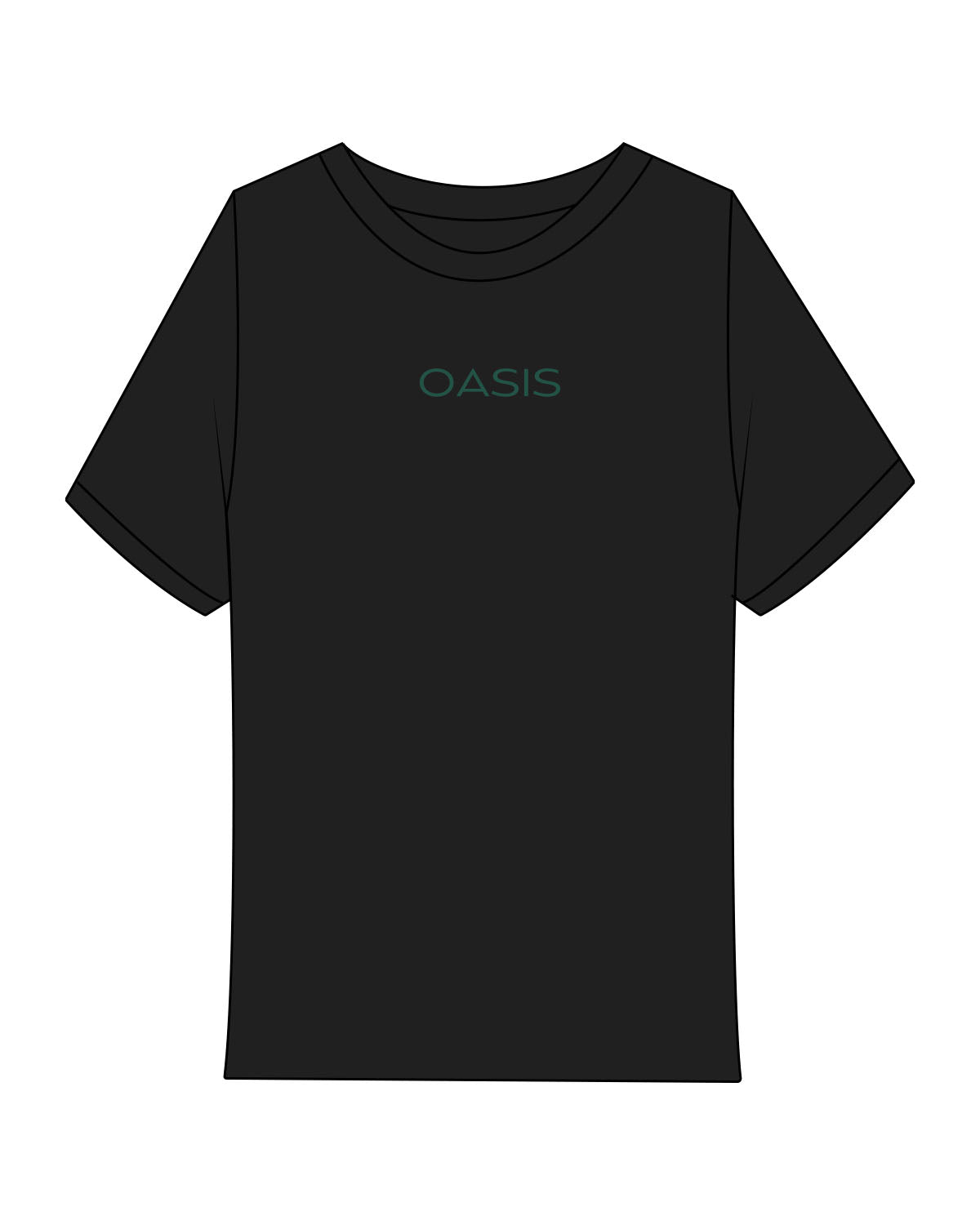 The Ribbed Baby Tee - Black - OCWC- Center Chest - Embroidered - Green