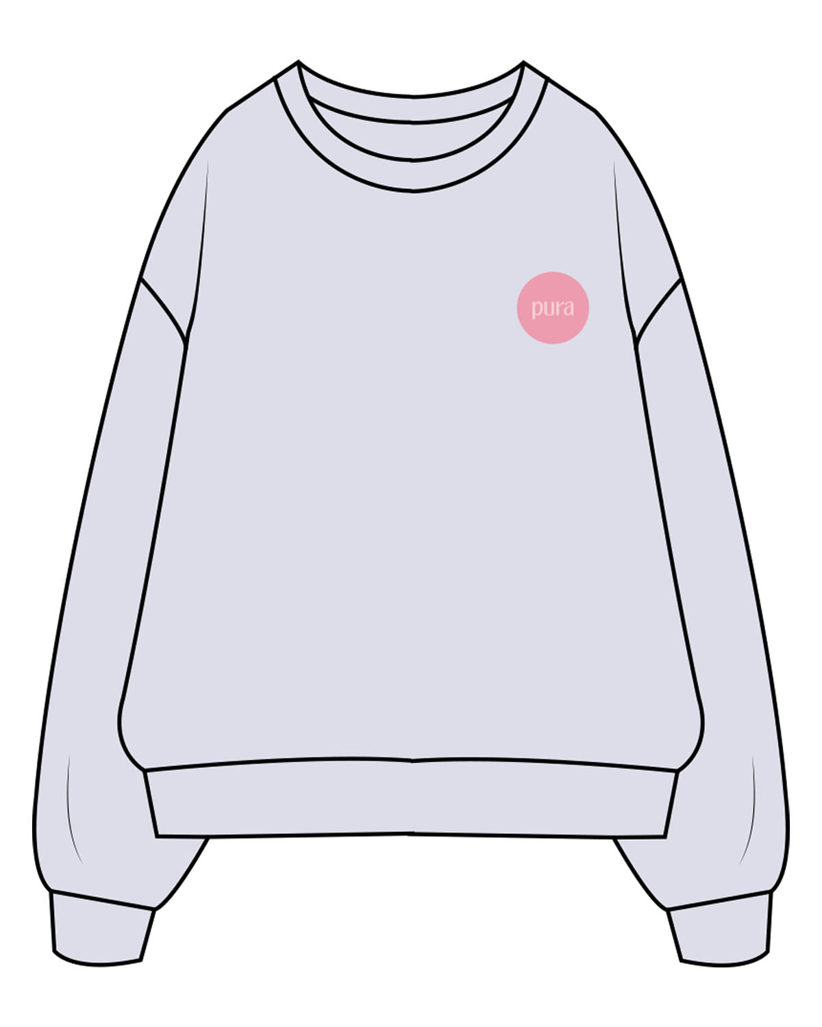 The Mens Crewneck - White Heather - Pura - Left Chest - Full Back - Printed - Full Color