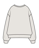 The Mens Crewneck - Washed Bone - Bean Head - Left Chest - Embroidered - Brown