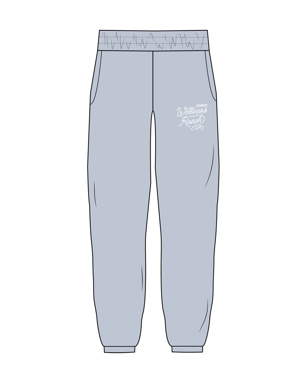 The Womens Sweatpants - Powder - Zenwise - Left Leg Pocket - Printed - White