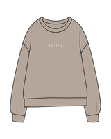The Midweight Unisex Crewneck - Washed Cement - Abode Skin & Wellness - Center Chest - Embroidered - Cream