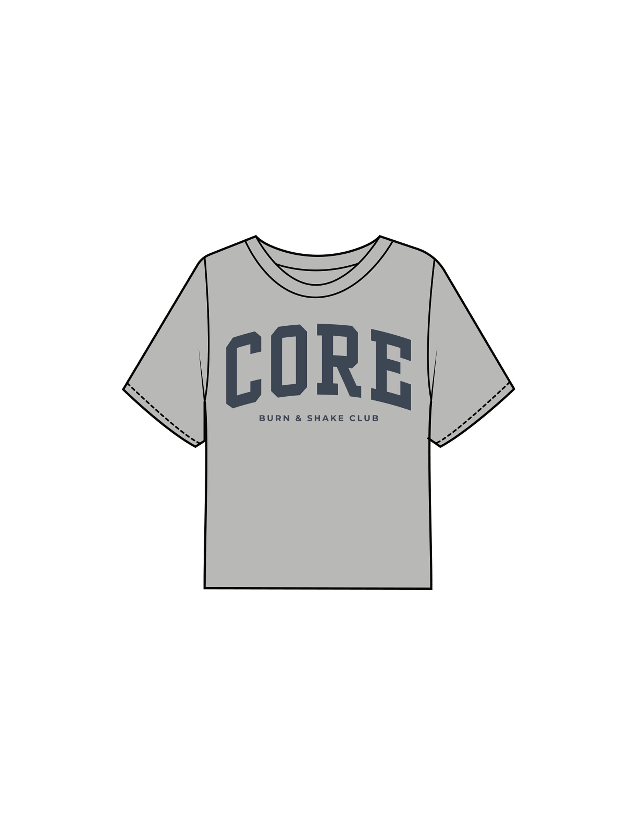 The Boxy Crop Tee - Heather - Core Precision - Center Chest Stacked - Printed - Navy