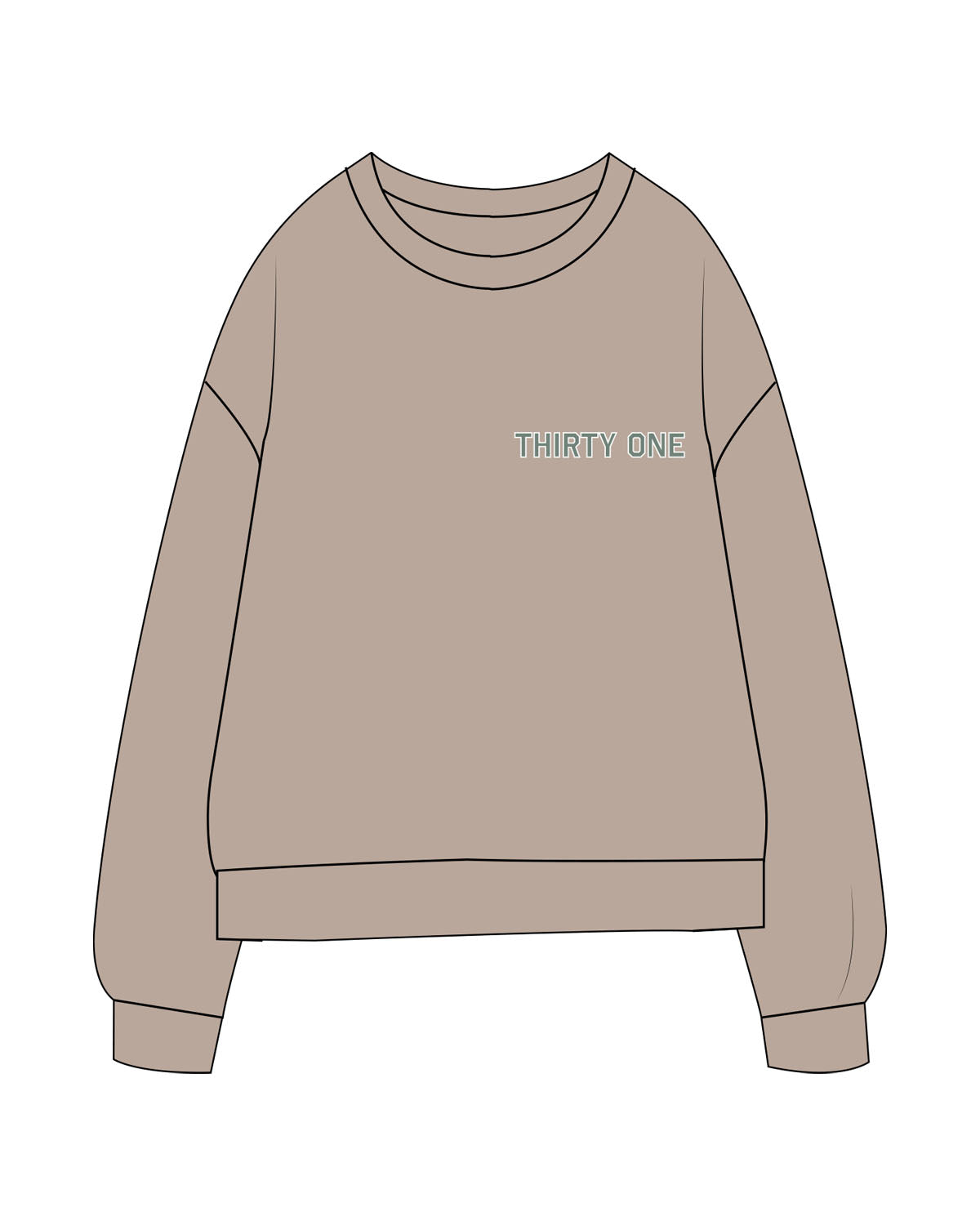 The Midweight Unisex Crewneck - Washed Cement - 31Theraphy - Northfield - Left Chest & Back Stacked - Full Color