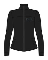 The Womens Zip Jacket - Black - Pilates of Plantation - Left Chest Stacked - Printed - Blue
