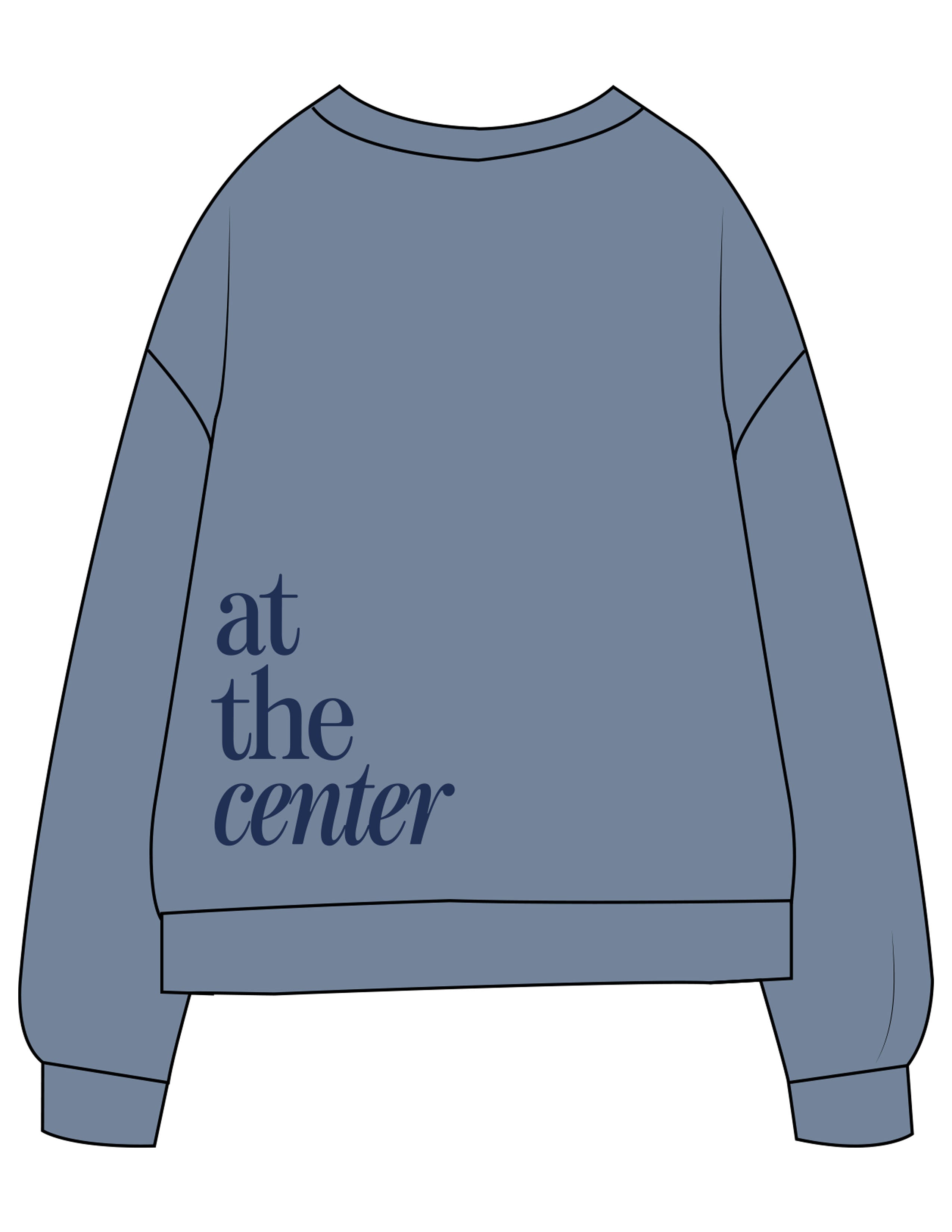 The Midweight Unisex Crewneck - Washed Slate - Plum Creek Church - Center Chest & Back Left Corner - Printed - Navy