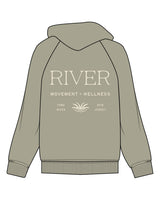 The Womens Heavyweight Hoodie - Eucalyptus - R.M.W.I - Center Chest - Back Center - Printed - Cream