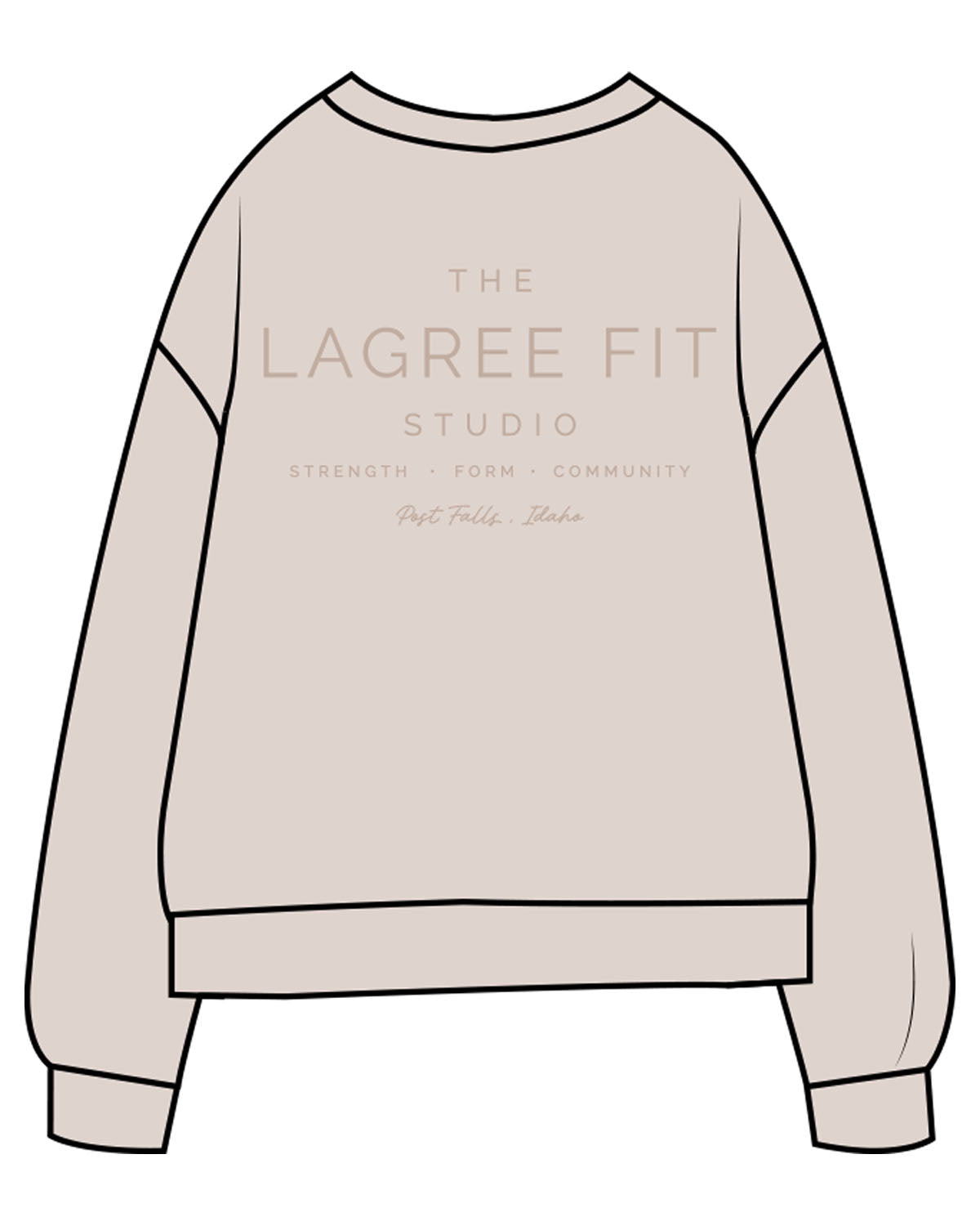 The Midweight Unisex Crewneck - Washed Ivory - Lagree Fit Studio - Left Chest & Back Stacked - Printed - Washed Cement