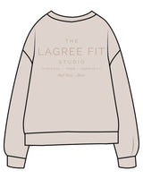 The Midweight Unisex Crewneck - Washed Ivory - Lagree Fit Studio - Left Chest & Back Stacked - Printed - Washed Cement