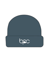 The Cable Knit Beanie - Petrol - Baxter Pacific - Center Fold - Embroidered - White