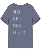 The Mens Heavyweight Tee - Washed Indigo - Absolute Pilates - Left Chest - Full Back - Printed - Gray Purple