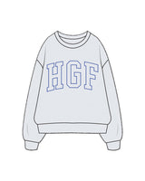 The Mens Crewneck - White Heather - Higher Ground - Center Chest Arched - Printed - Blue