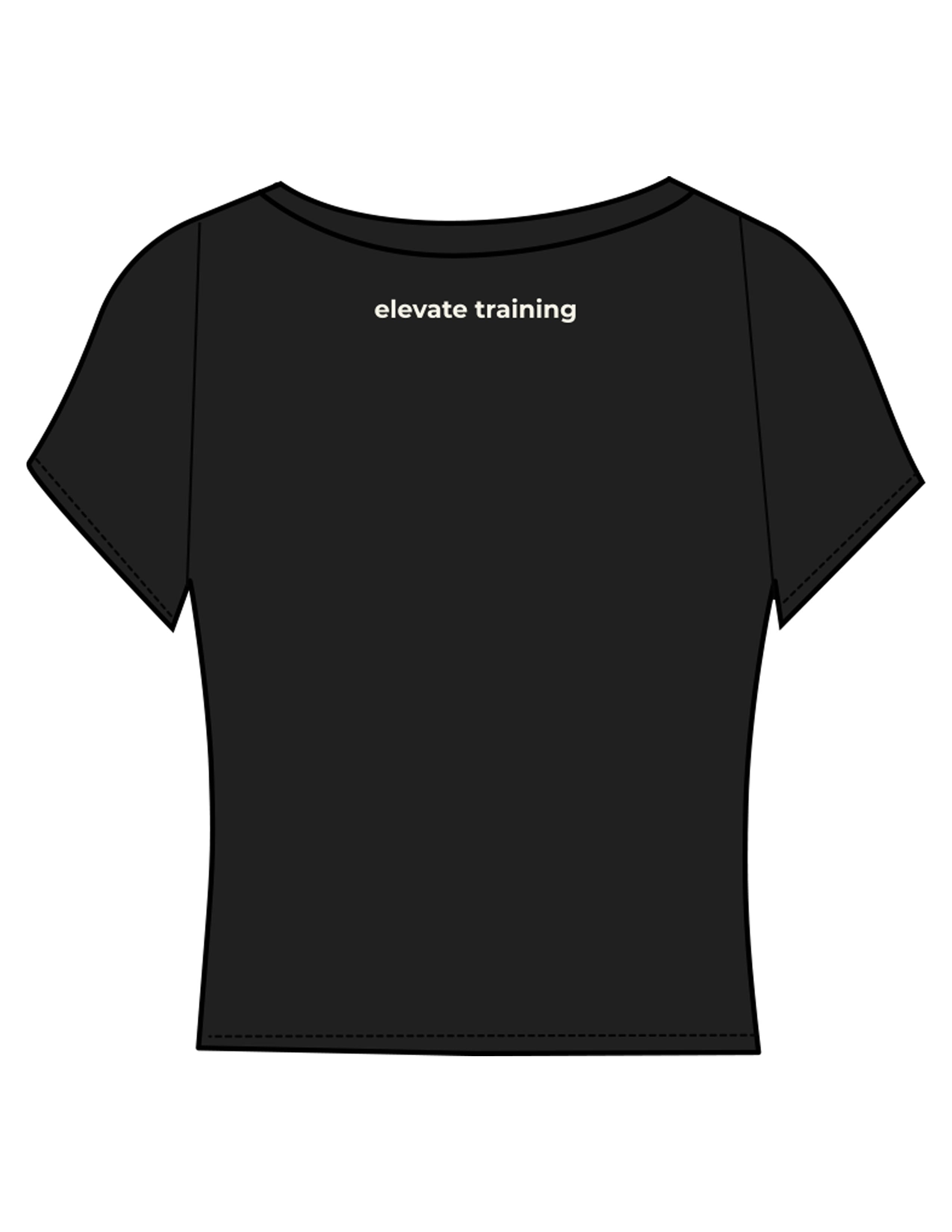 The Sporty Crop Short Sleeve - Navy - Elevate Training - Center Chest & Upper Back - Printed - Off White