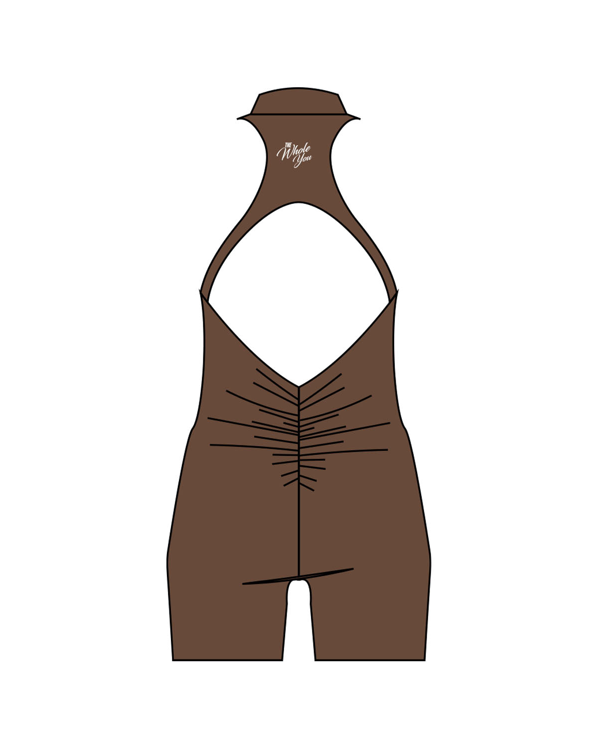 The High Neck Zip Jumpsuit - Brown - The Whole You Wellness - Back Neckline - Printed - White