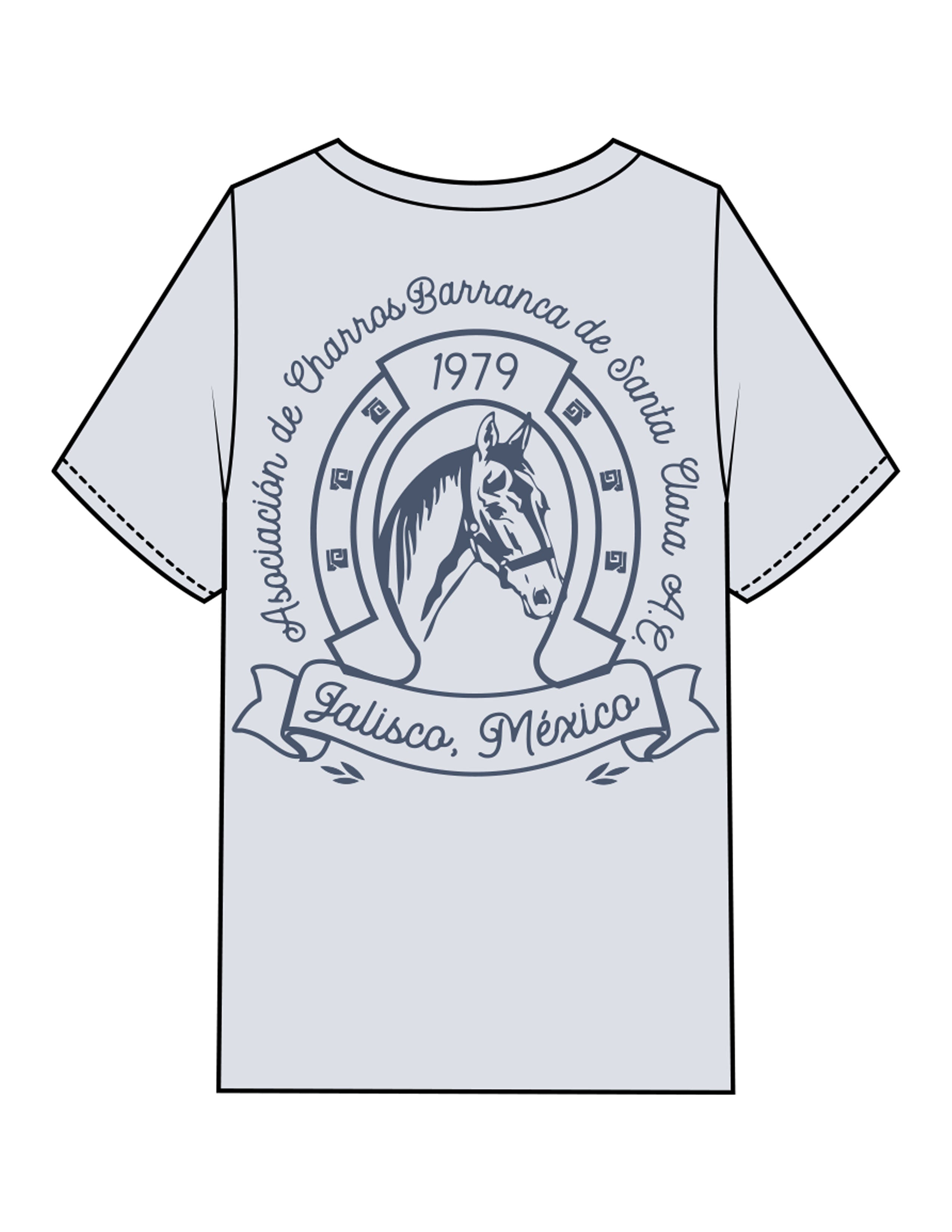 The Mens Heavyweight Tee -  Washed Powder - VCC - Left Chest Stacked & Back Image - Printed - Indigo
