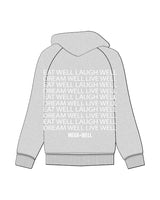 The Recycled Unisex Zip Hoodie - Heather - Mega Well - Left Chest Stacked & Back Layered - Printed - White