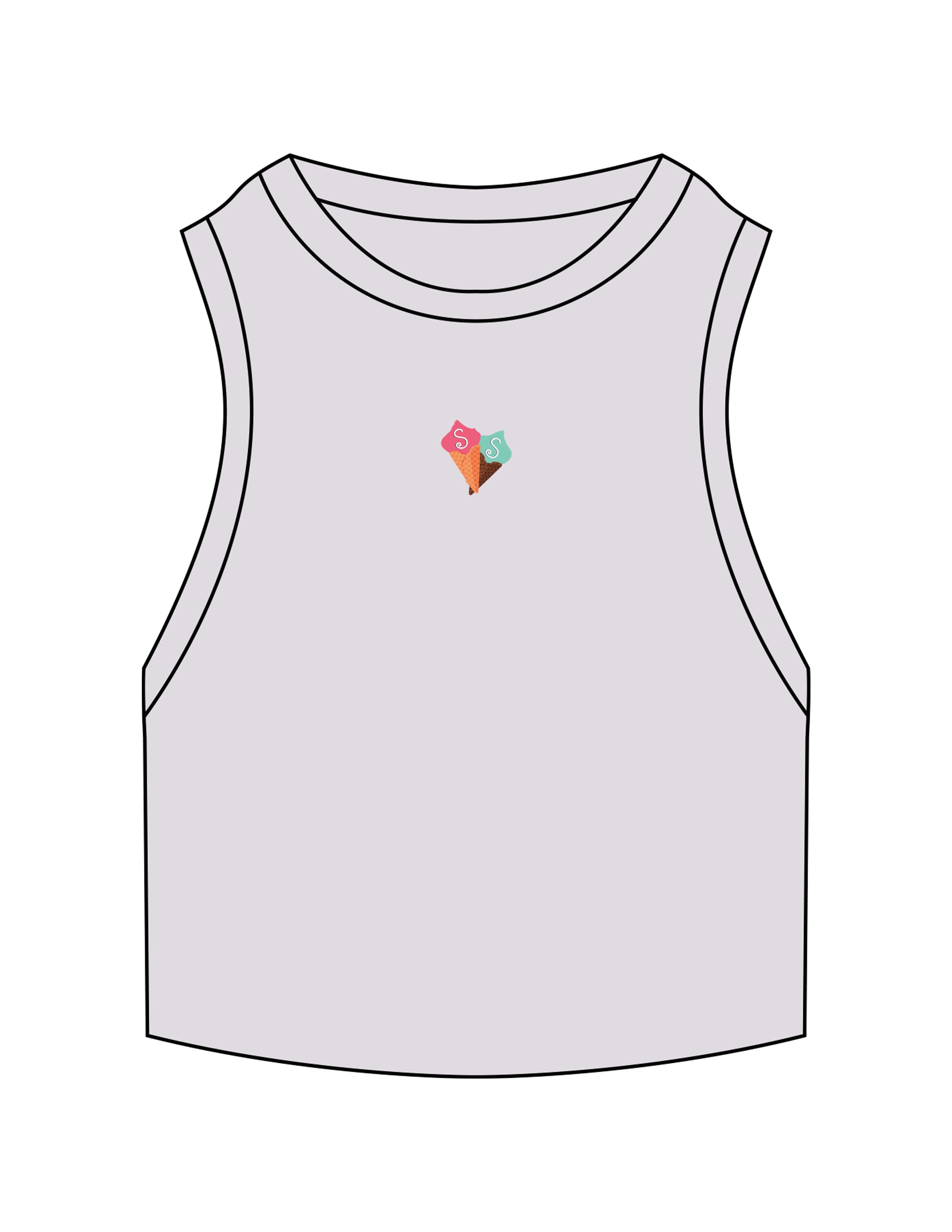 The Ribbed Crop Tank - Orchid - Stowe Sweets - Center Chest - Embroidered - Full Color