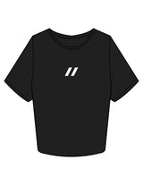 The Crop Tee - Black - HUSTL Athletic Club - Chest Icon - Printed - White