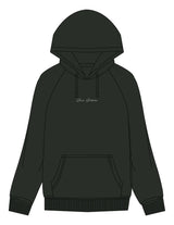 The Mens Heavyweight Hoodie - Pine Green - Pose Pilates - Center Chest - Embroidered - Off White