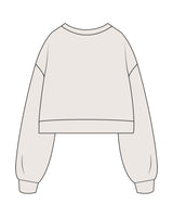 The Womens Crop Crewneck - Bone - 360 Wellness - Center Chest Stacked - Printed - Tone on Tone