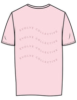 The Womens Tee - Pink - Evolve Collective - Left Chest & Back Stacked Wavy - Printed - Tone on Tone