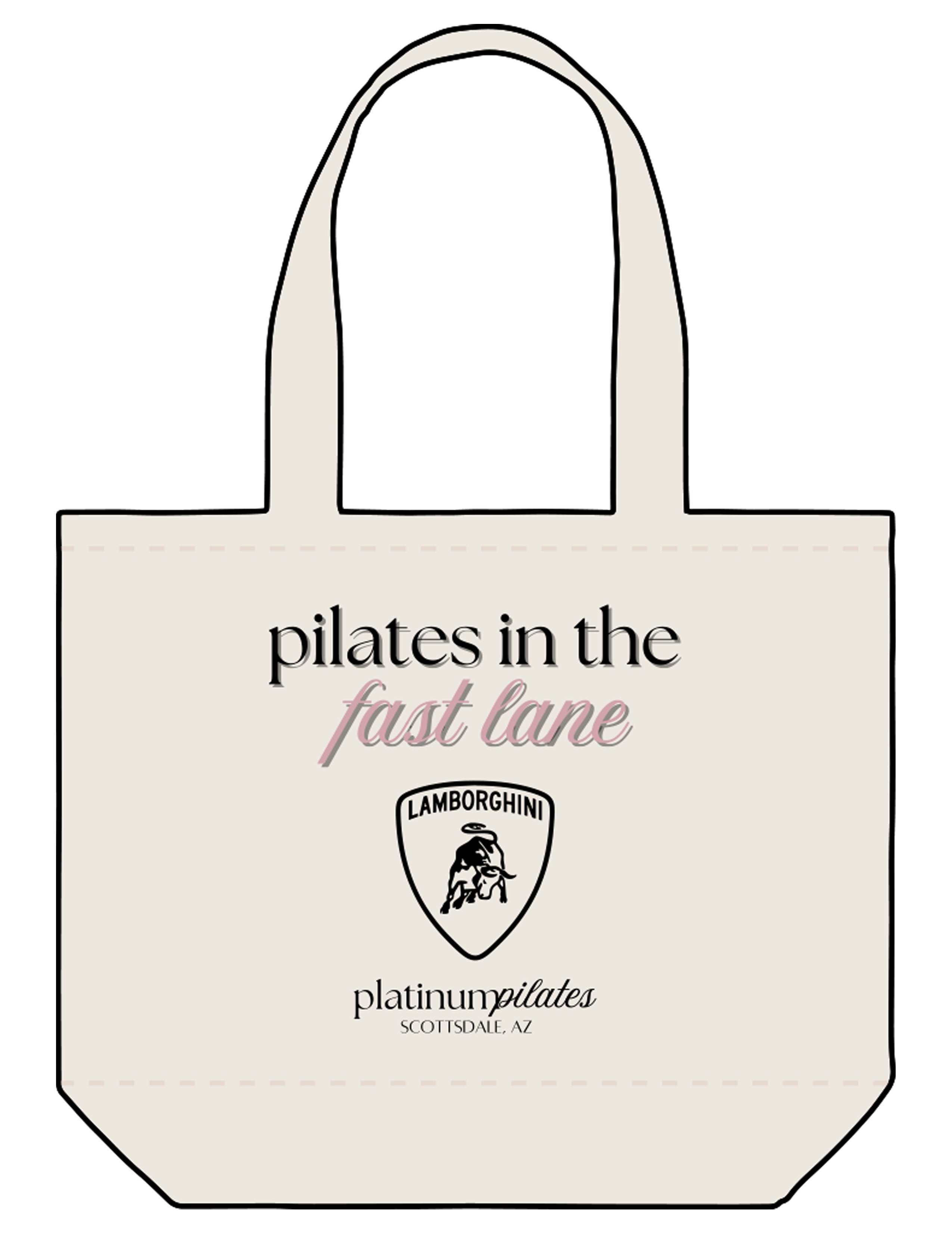 The Tote Bag - Natural - Platinum Pilates - Front Full Body - Printed - Full Color