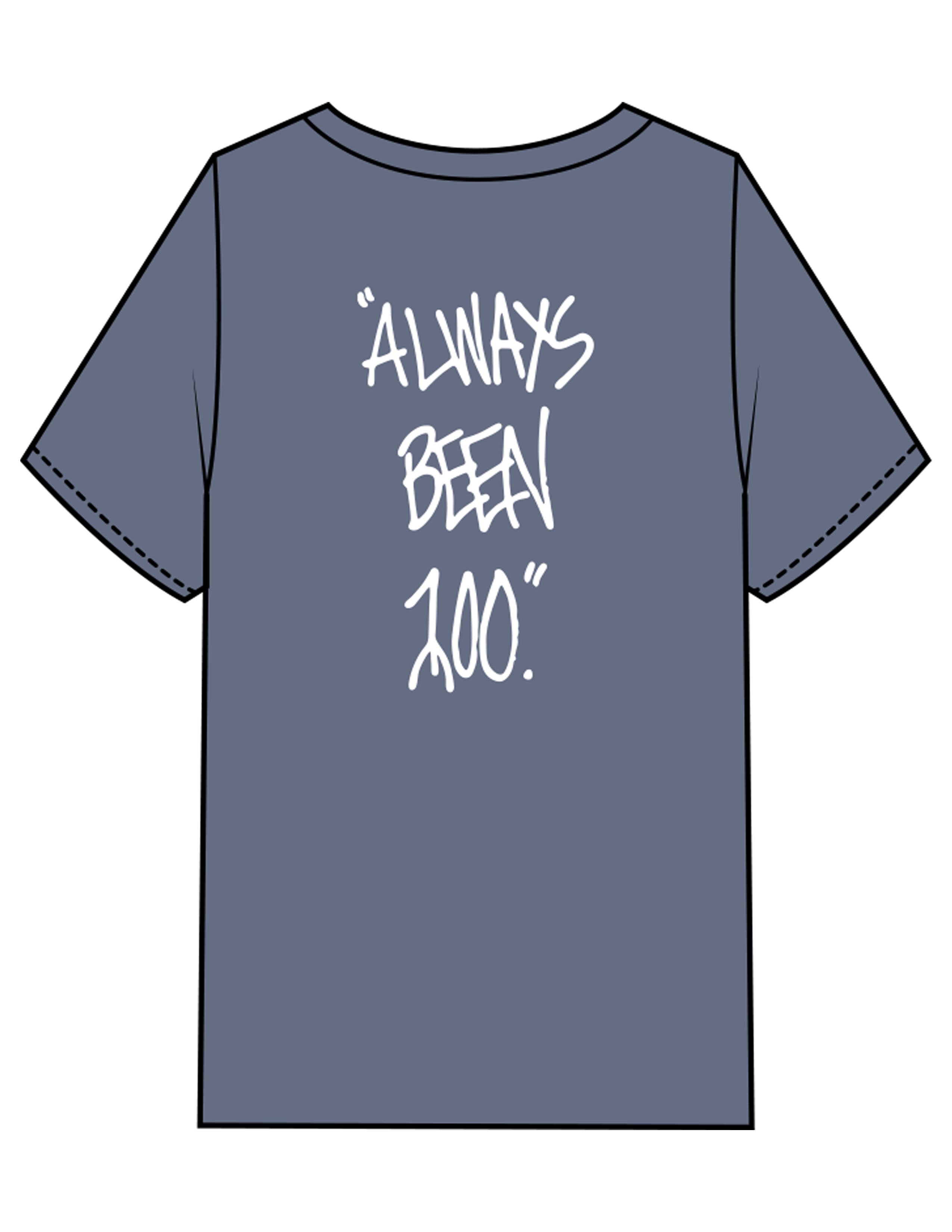 The Mens Heavyweight Tee - Washed Indigo - 1800-SF - Center Chest & Back Stacked - Printed - White