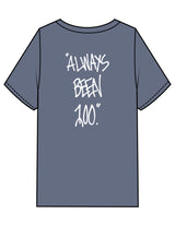 The Mens Heavyweight Tee - Washed Indigo - 1800-SF - Center Chest & Back Stacked - Printed - White